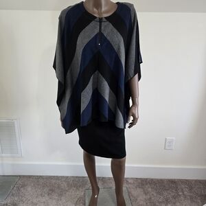 Lynn Ritchie Silver Striped Poncho Dress
